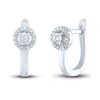 Thumbnail Image 1 of Diamond Halo Hoop Earrings 1/10 ct tw Round-cut Sterling Silver