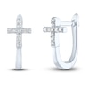 Thumbnail Image 1 of Diamond Cross Hoop Earrings 1/10 ct tw Round-cut Sterling Silver