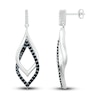 Thumbnail Image 2 of Black & White Diamond Dangle Earrings 1/4 ct tw Round-cut Sterling Silver