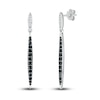 Thumbnail Image 1 of Black & White Diamond Dangle Earrings 1/4 ct tw Round-cut Sterling Silver