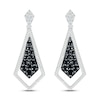 Thumbnail Image 2 of Black & White Diamond Dangle Earrings 1/3 ct tw Round-cut Sterling Silver