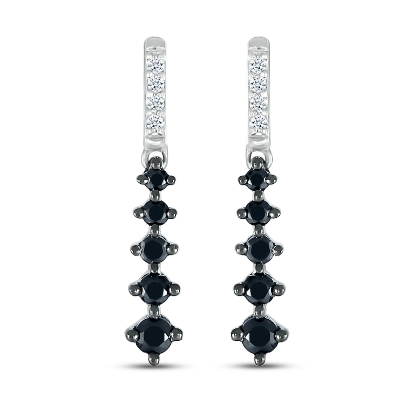 Main Image 2 of Black & White Diamond Earrings 1/3 ct tw Round-cut 10K White Gold