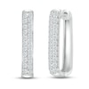 Thumbnail Image 1 of Diamond Paperclip Two-Row Hoop Earrings 1 ct tw Round-cut 10K White Gold