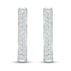 Thumbnail Image 2 of Diamond Paperclip Two-Row Hoop Earrings 1 ct tw Round-cut 10K White Gold