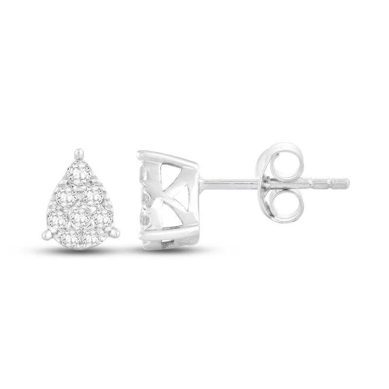 Diamond Teardrop Earrings 1/4 ct tw Round-cut 10K White Gold