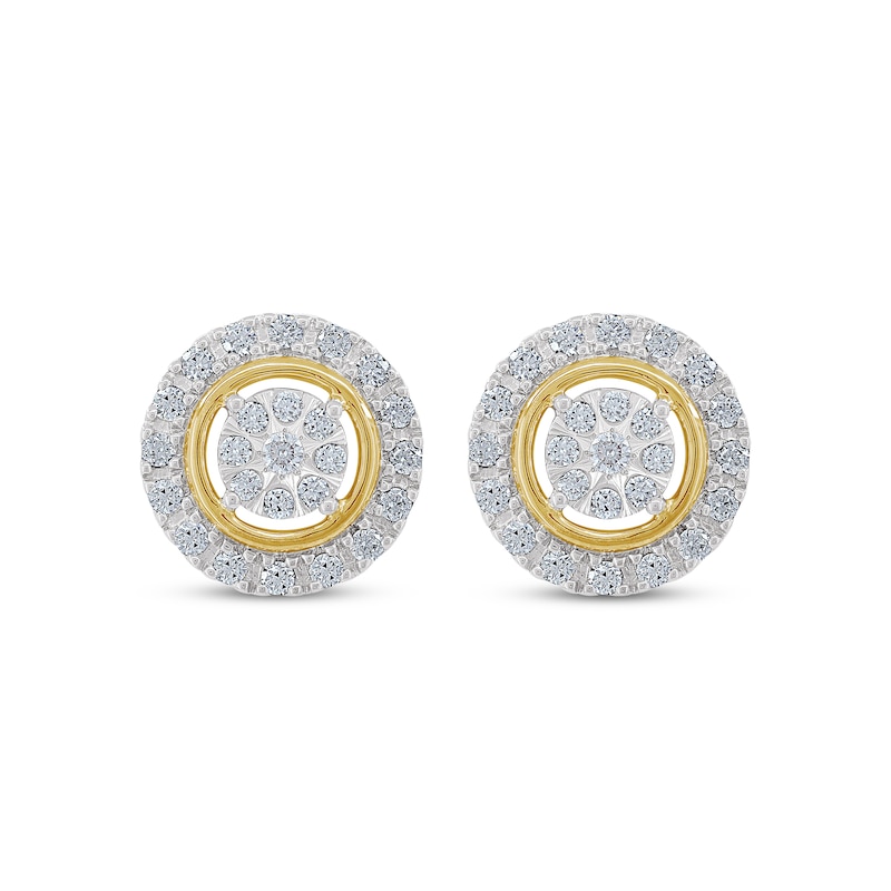 Main Image 2 of Multi-Diamond Halo Earrings 1/2 ct tw Round-cut 10K Two-Tone Gold