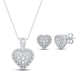 Diamond Heart Boxed Set 1/2 ct tw Sterling Silver