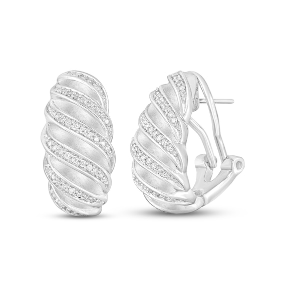 Unstoppable Love Diamond Twist Double Hoop Earrings 1/5 ct tw Sterling Silver