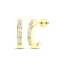 Thumbnail Image 1 of Diamond J Hoop Earrings 1/6 ct tw Round-cut 10K Yellow Gold