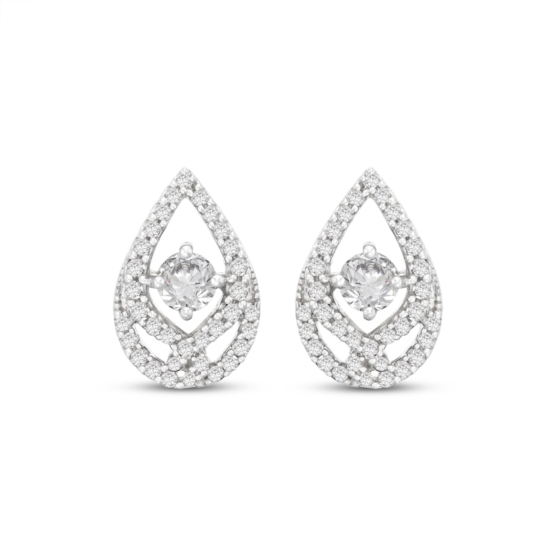 Main Image 2 of Love Entwined Diamond Stud Earrings 1/3 ct tw Round-cut 10K White Gold