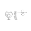 Thumbnail Image 1 of Diamond Double Heart Earrings 1/20 ct tw Round-cut Sterling Silver