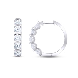 Lab-Created Diamonds by KAY Hoop Earrings 1 ct tw Round-cut 14K White Gold