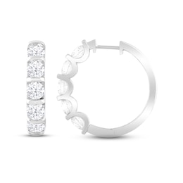 Lab-Created Diamonds by KAY Hoop Earrings 3 ct tw Round-cut 14K White Gold