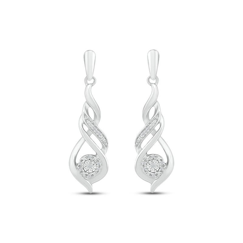 Diamond Swirl Dangle Earrings 1/20 ct tw Round-cut Sterling Silver ...
