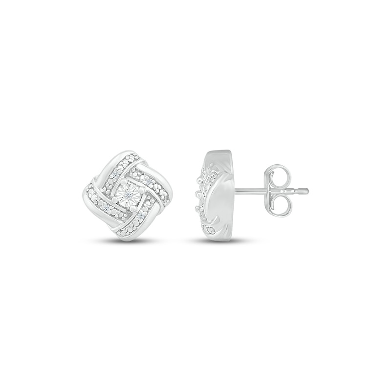 Main Image 3 of Diamond Stud Earrings Sterling Silver