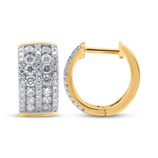 Diamond Huggie Hoop Earrings 1 ct tw 14K Yellow Gold 12mm | Kay Outlet