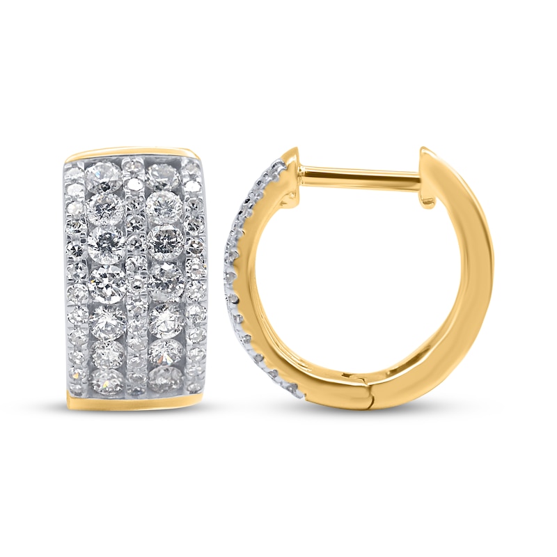 Main Image 3 of Diamond Huggie Hoop Earrings 1 ct tw 14K Yellow Gold 12mm