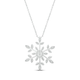 Diamond Snowflake Necklace 1/8 ct tw Sterling Silver 18&quot;