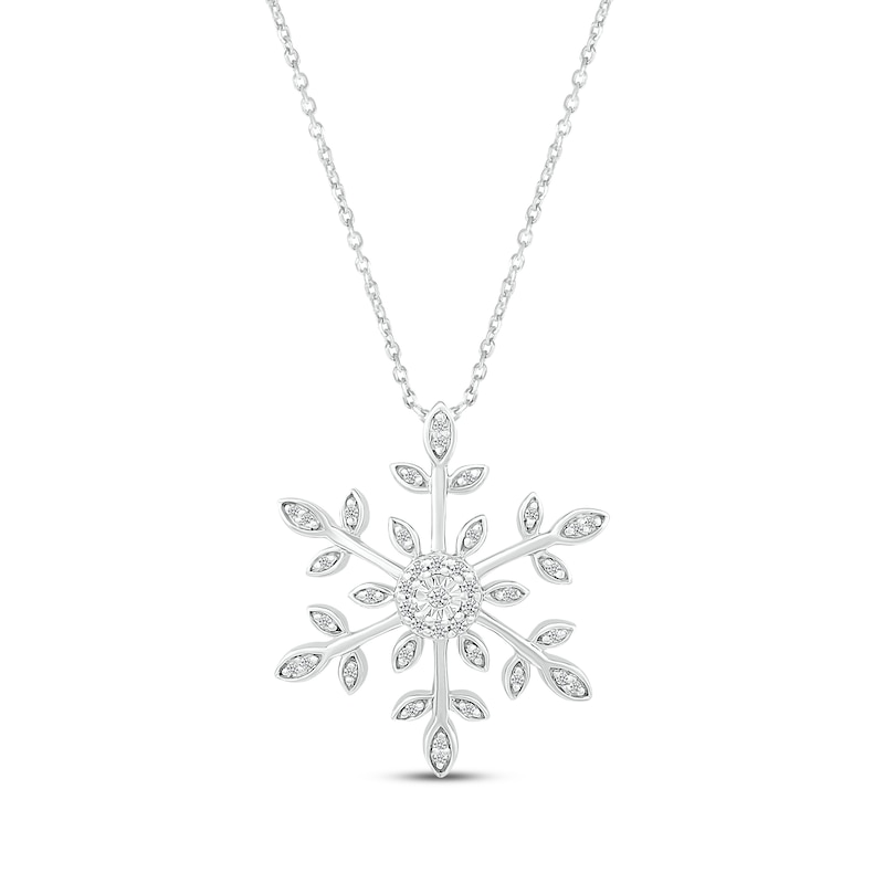 Main Image 1 of Diamond Snowflake Necklace 1/8 ct tw Sterling Silver 18&quot;