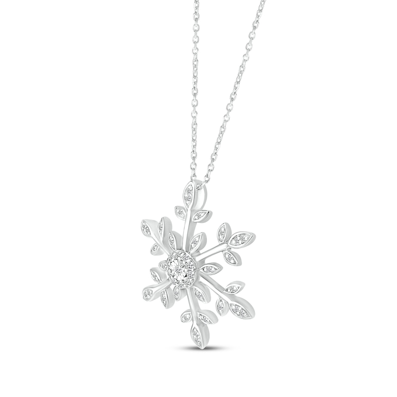 Main Image 2 of Diamond Snowflake Necklace 1/8 ct tw Sterling Silver 18&quot;