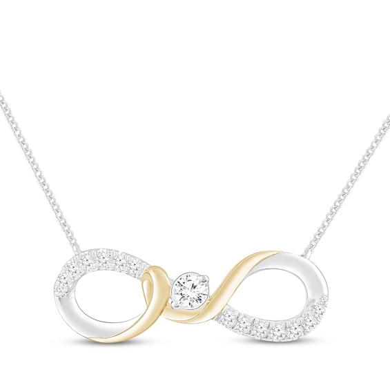 Diamond Twist Infinity Necklace 1/5 ct tw Sterling Silver & 10K Yellow Gold 19"