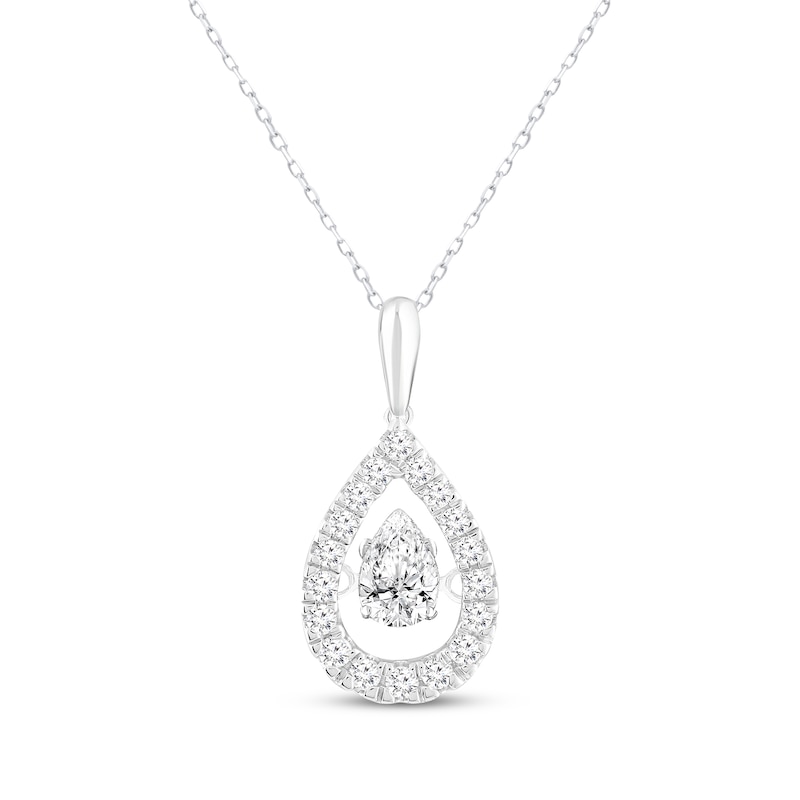 Main Image 1 of Unstoppable Love Pear-Shaped Lab-Grown diamond Necklace 1/2 ct tw 14K White Gold 18”