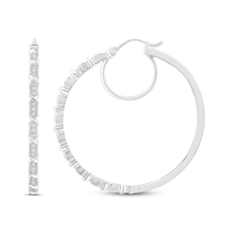 Round-Cut Diamond Hoop Earrings 1/6 ct tw Sterling Silver