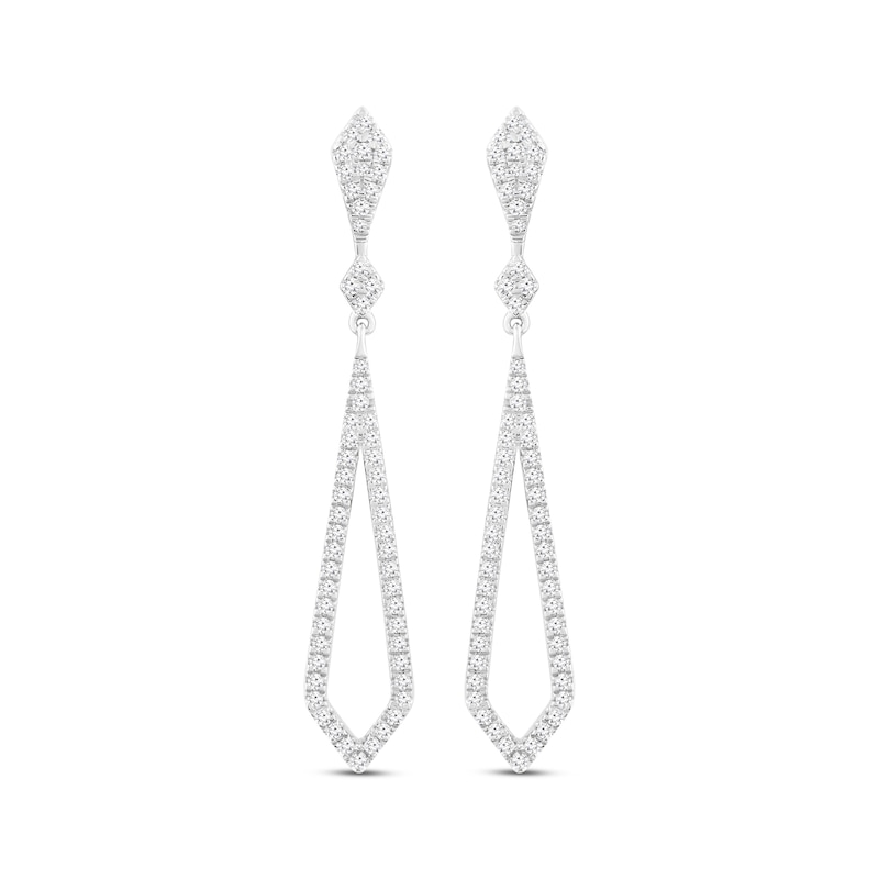 Main Image 2 of Round-Cut Diamond Pear-Shaped Drop Earrings 1/2 ct tw 10K White Gold