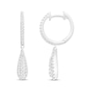 Thumbnail Image 1 of Round-Cut Multi-Diamond Pear-Shaped Drop Hoop Earrings 1/3 ct tw 10K White Gold