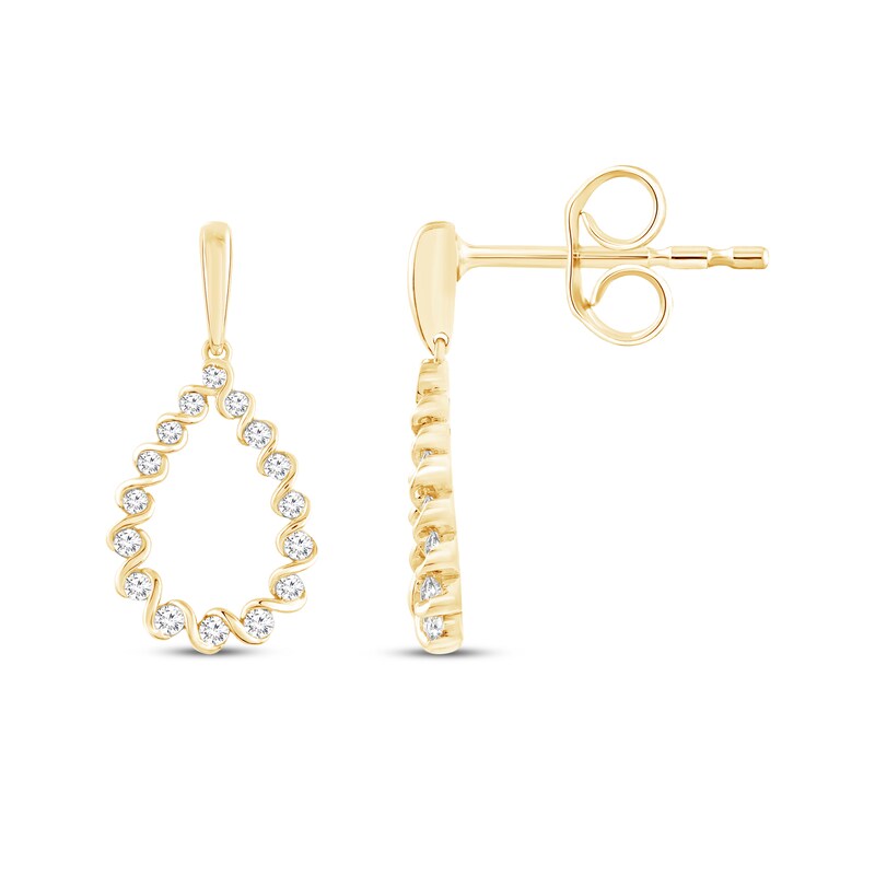 Main Image 1 of Round-Cut Diamond Teardrop Earrings 1/3 ct tw 10K Yellow Gold