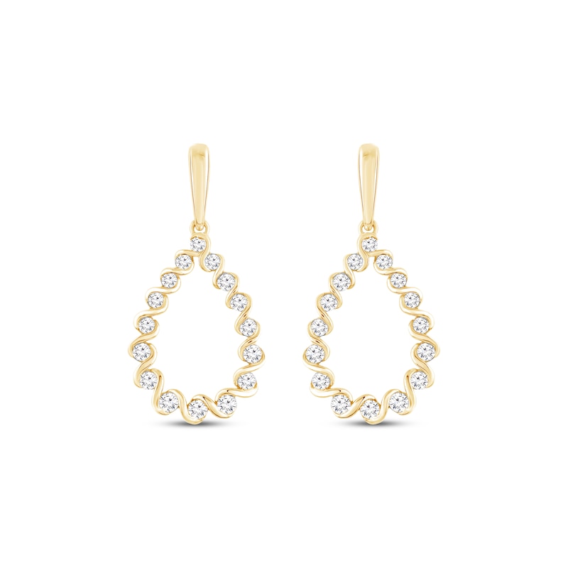 Main Image 2 of Round-Cut Diamond Teardrop Earrings 1/3 ct tw 10K Yellow Gold