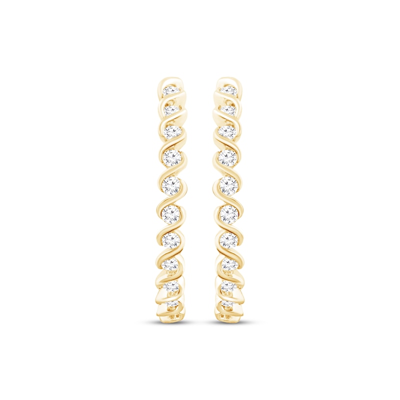 Round-Cut Diamond Hoop Earrings 1/2 ct tw 10K Yellow Gold