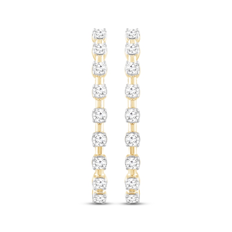 Main Image 2 of Round-Cut Diamond Hoop Earrings 1/3 ct tw 10K Yellow Gold