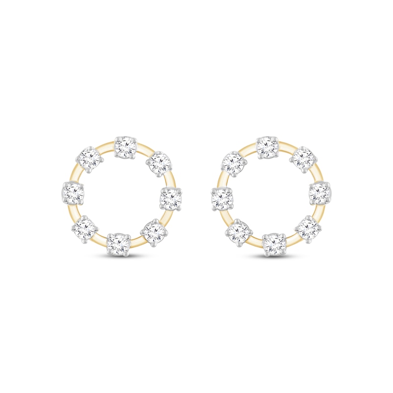 Main Image 2 of Round-Cut Diamond Circle Stud Earrings 1/3 ct tw 10K Yellow Gold