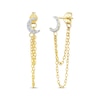 Thumbnail Image 1 of Round-Cut Diamond Moon & Chain Drop Front-Back Earrings 1/20 ct tw 10K Yellow Gold