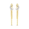 Thumbnail Image 2 of Round-Cut Diamond Moon & Chain Drop Front-Back Earrings 1/20 ct tw 10K Yellow Gold