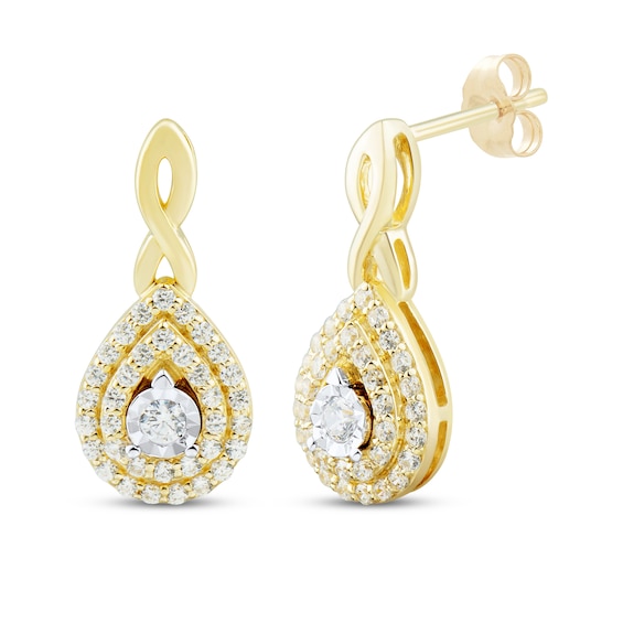 Round-Cut Diamond Pear-Shaped Drop Earrings 1/4 ct tw 10K Yellow Gold