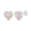 Thumbnail Image 1 of Round-Cut Diamond Heart Stud Earrings 1/3 ct tw 10K Two-Tone Gold