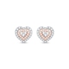 Thumbnail Image 2 of Round-Cut Diamond Heart Stud Earrings 1/3 ct tw 10K Two-Tone Gold