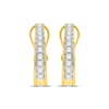 Thumbnail Image 1 of Round-Cut Diamond Oval Hoop Earrings 1 ct tw 10K Yellow Gold