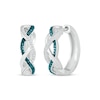 Thumbnail Image 1 of Blue & White Diamond Wavy Twist Hoop Earrings 1/6 ct tw Sterling Silver