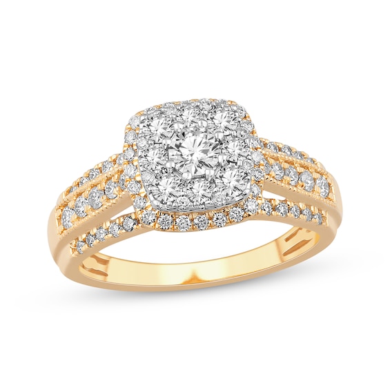 Round-Cut Diamond Vintage-Inspired Engagement Ring 1 ct tw 10K Yellow Gold