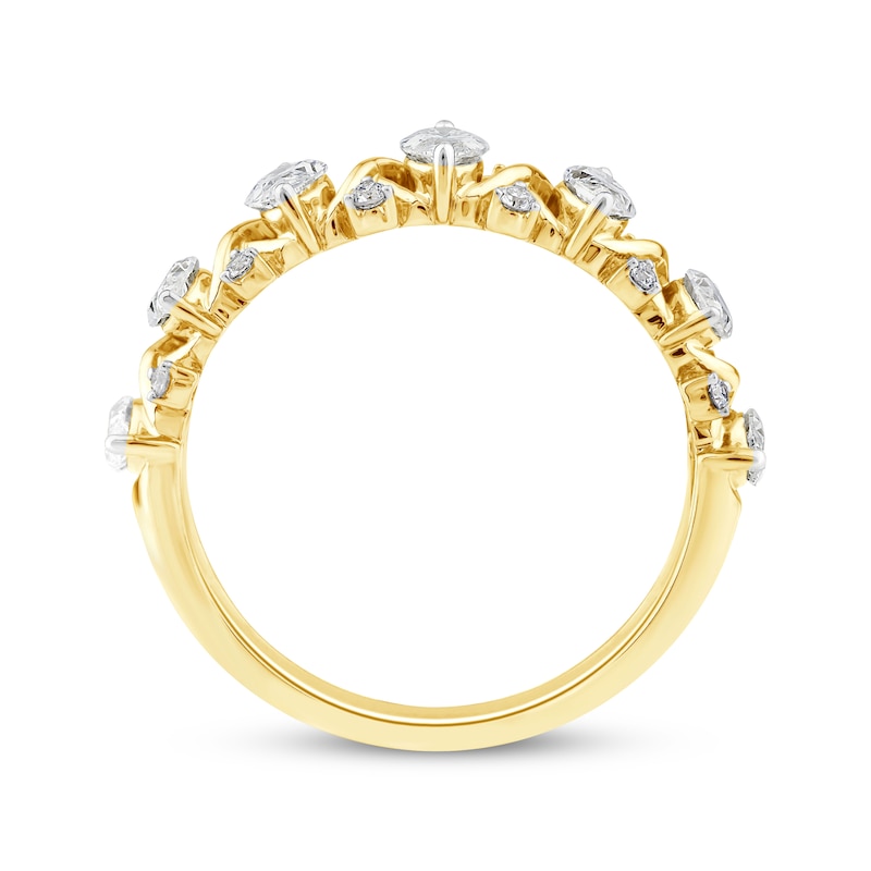 Marquise & Round-Cut Diamond Anniversary Band 1-1/4 ct tw 14K Yellow Gold