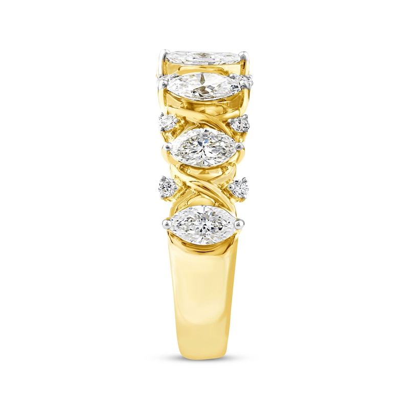 Marquise & Round-Cut Diamond Anniversary Band 1-1/4 ct tw 14K Yellow Gold