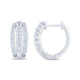 Diamond Three-Row Hoop Earrings 2 ct tw 10K White Gold