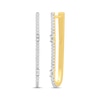 Thumbnail Image 1 of Baguette & Round-Cut Diamond Elongated Hoop Earrings 1/4 ct tw 10K Yellow Gold