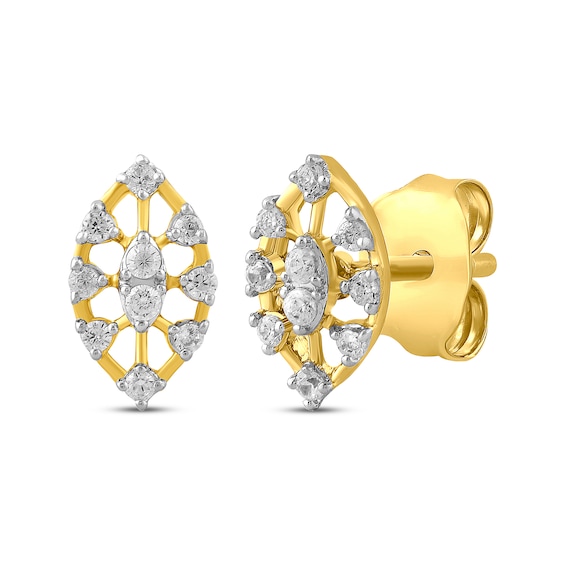 Diamond Cutout Marquise Stud Earrings 1/6 ct tw 10K Yellow Gold