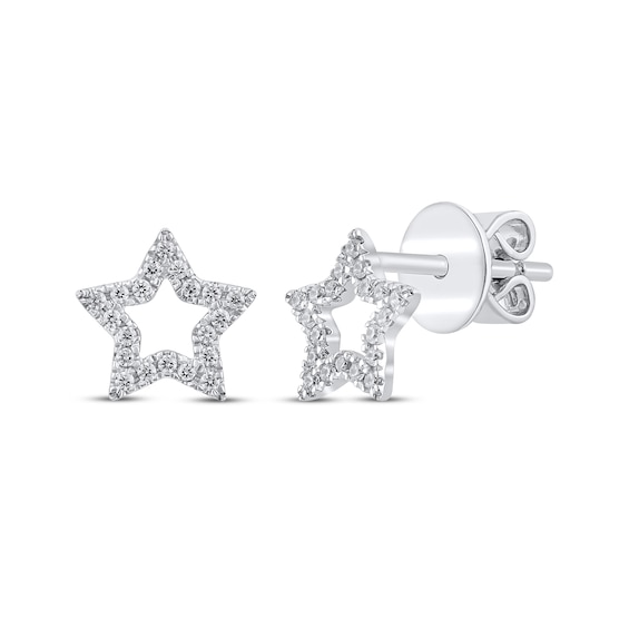 Diamond Star Outline Stud Earrings 1/8 ct tw 10K White Gold
