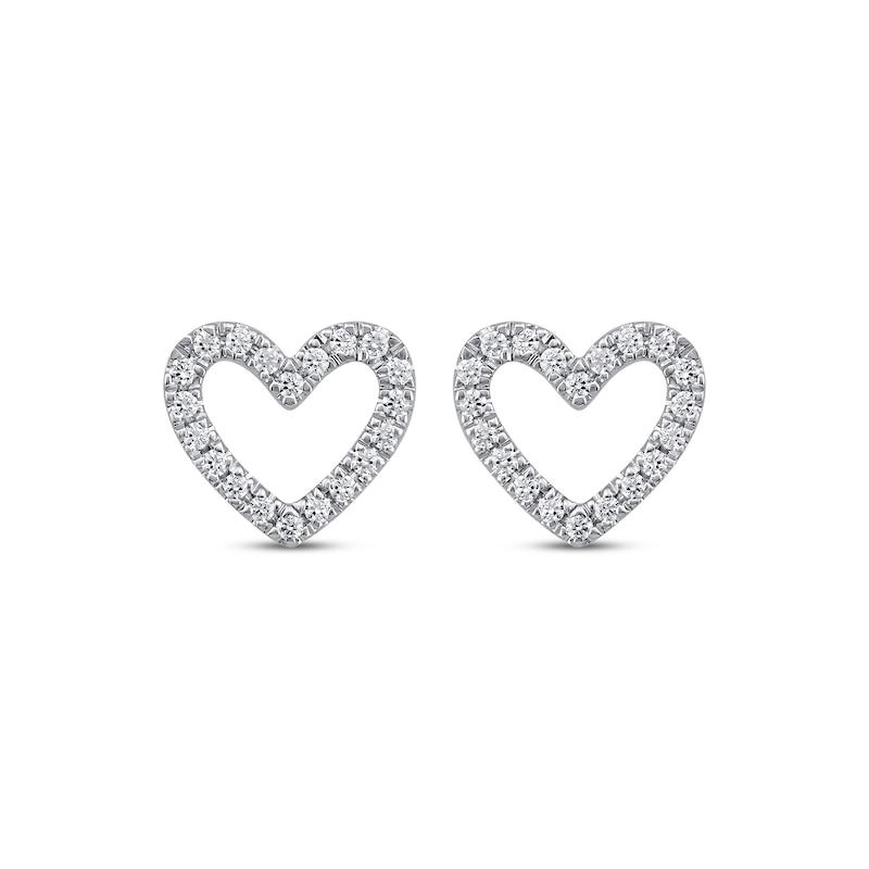 Diamond Open Heart Stud Earrings 1/8 ct tw 10K White Gold