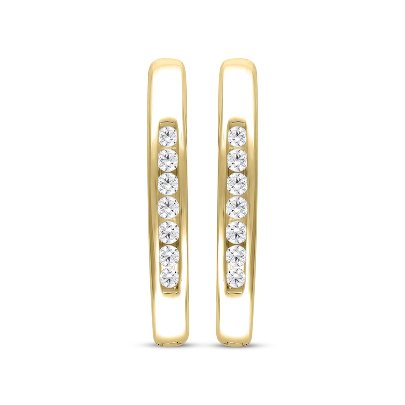 Diamond Channel Hoop Earrings 1/10 ct tw 10K Yellow Gold